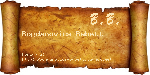 Bogdanovics Babett névjegykártya